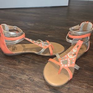 Orange and tan Studded sandals